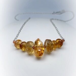 Hand Made Citrine Sapphire Gemstone Necklace